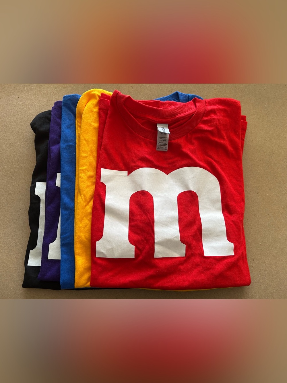Gildan Red Kids Graphic Tee with Large White 'm' Set of 5 shirts